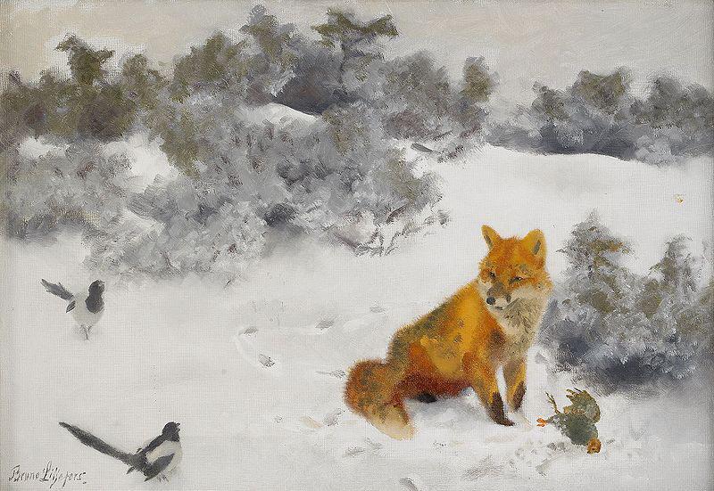 bruno liljefors Fox in Winter Landscape Sweden oil painting art